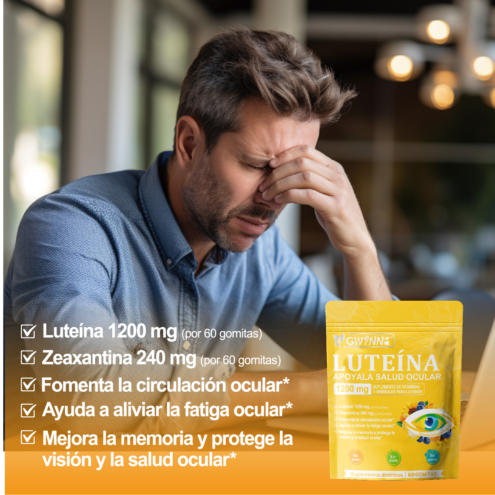 Gwynne Gummies De Luteína 60 Gummie,suplemento De Vitaminas Y Minerales Oculares Con 40mg De Luteína Y 8mg De Zeaxantina,vitaminas Gomosas Para El Apoyo A La Salud Ocular
