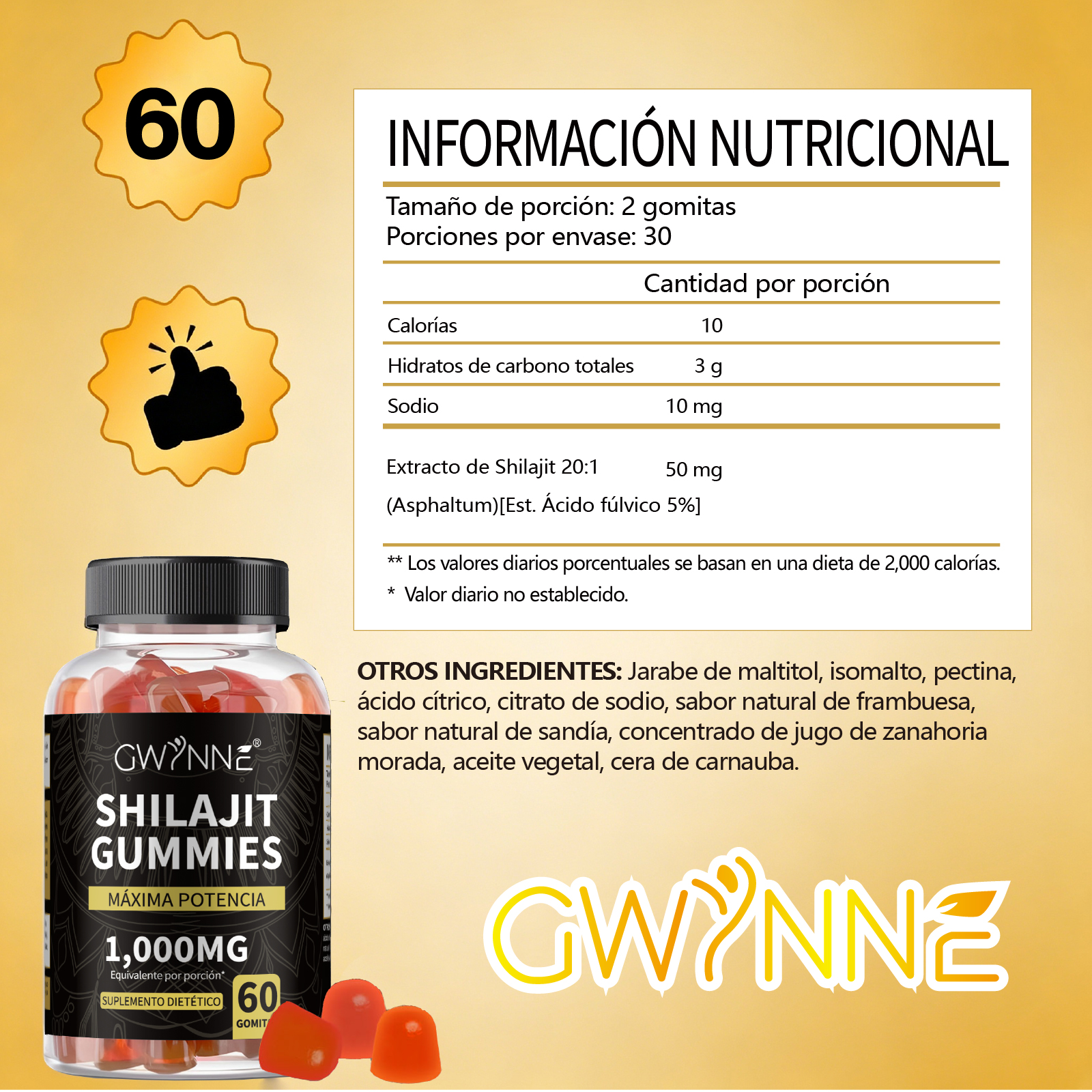 1. Recarga tu vida con la resina de shilajit del Himalaya, que ofrece una sensación de fuerza y energía gracias a sus propiedades nutricionales. Contiene más de 85 oligoelementos y ácido fúlvico, lo que favorece una mejor absorción de minerales y contribu
