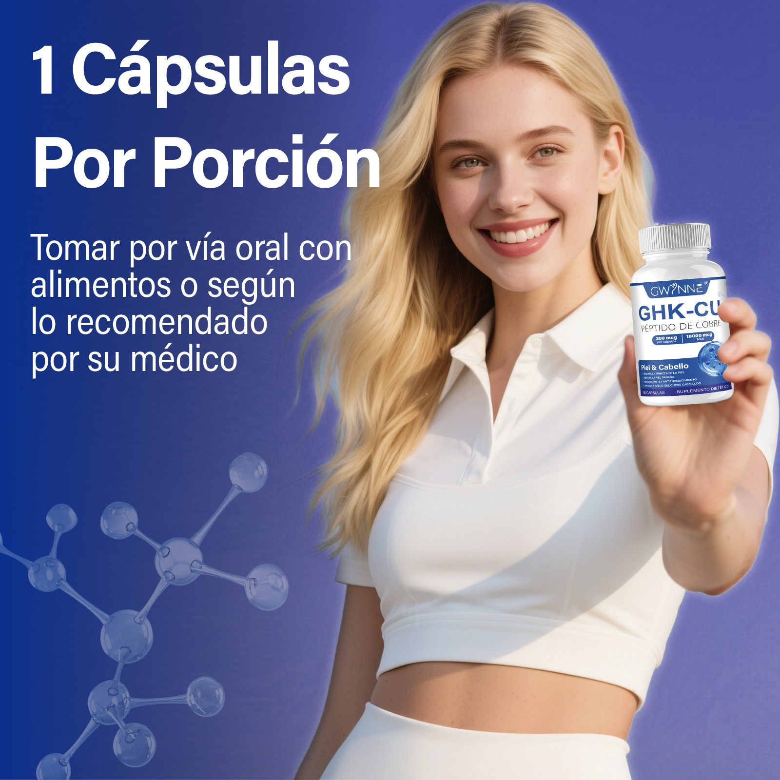 Gwynne Péptido De Cobre Ghk-cu 200mcg,90 Cápsulas De Alta Potencia Promueve La Reparación De La Piel,la Elasticidad Radiante De La Piel,el Anti-envejecimiento Y El Apoyo Al Crecimiento Del Cabello