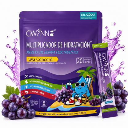 Gwynne Multiplicador De Hidratacion Mezcla De Bebida Electrolitica,supercalm Nutricional Bebidas Mixtas En Polvo Con Sodio ,vitamina C Y B12,sabor A Uva 20 Unidade