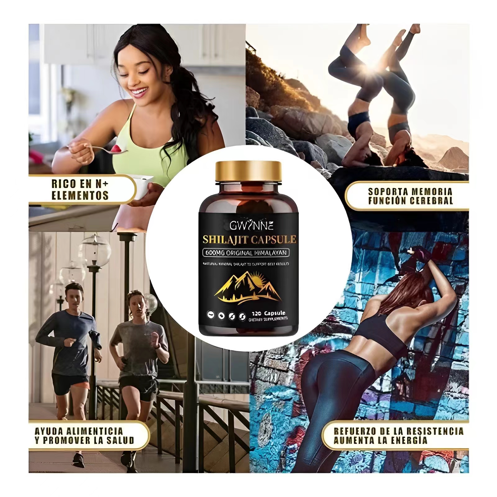 GWYNNE Delhi Himalaya Charaji Orgánico Puro 30g Charaji Cápsulas 60pcs