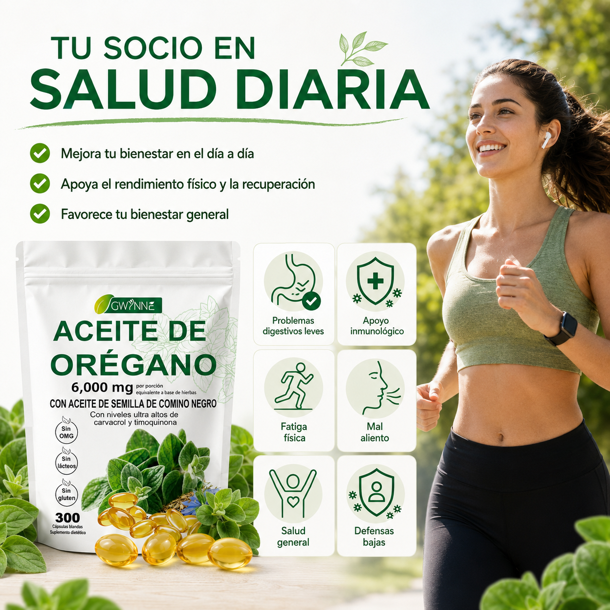 Gwynne Micro Ingredients Aceite De Orégano Cápsulas Oil Of Oregano Blandas 6000mg Por Dosis 300 Cápsulas