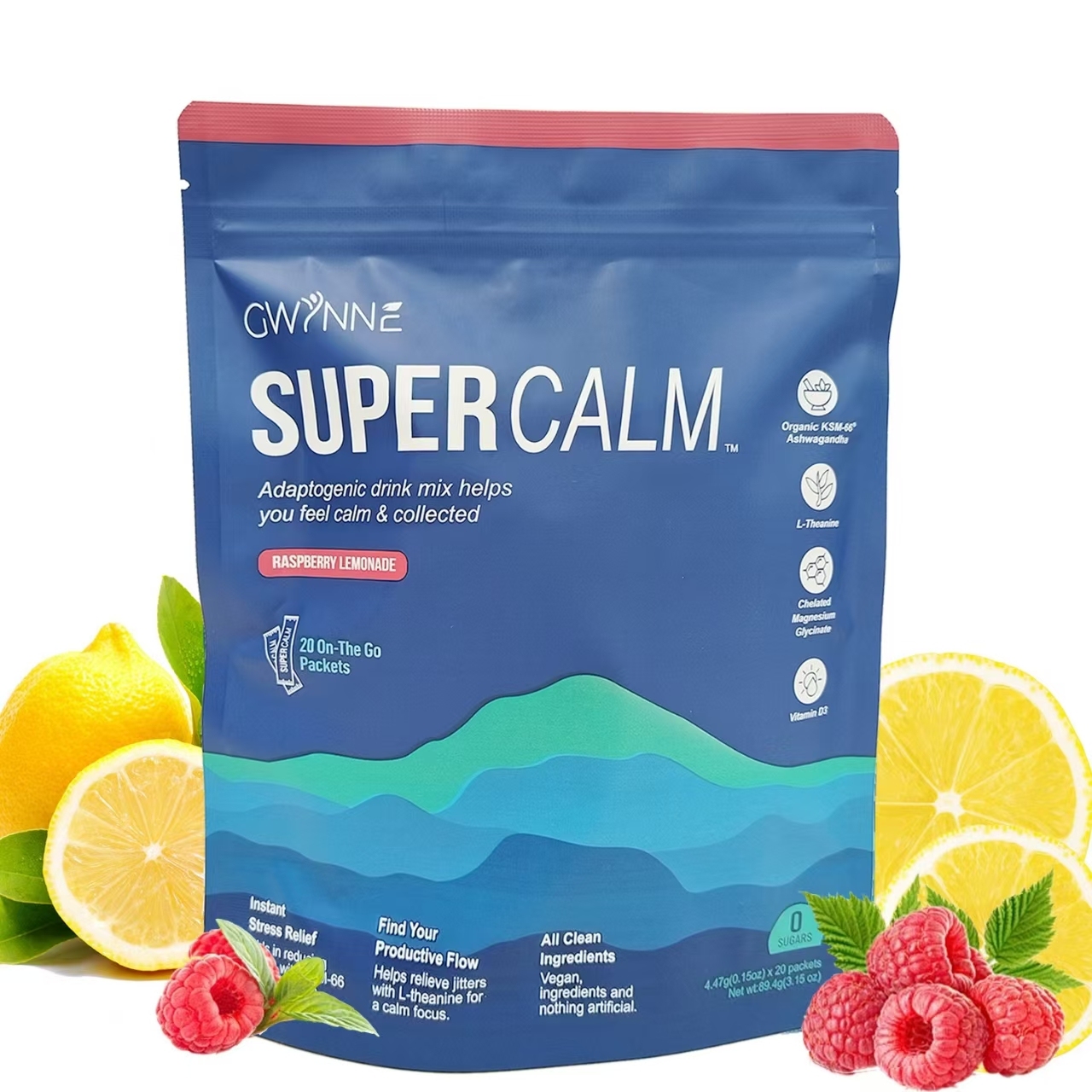 Mezcla De Bebidas En Polvo Supercalm Suplementos Frambuesa E