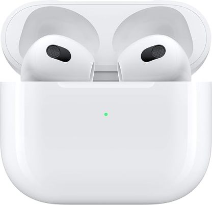 Apple AirPods (3rd Generation) Wireless Ear Buds, Bluetooth Headphones, Personalized Spatial Audio, Sweat and Water Resistant, Lightning Charging Case Included, Up to 30 Hours of Battery Life