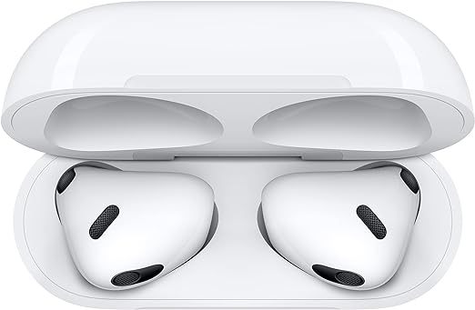 Apple AirPods (3rd Generation) Wireless Ear Buds, Bluetooth Headphones, Personalized Spatial Audio, Sweat and Water Resistant, Lightning Charging Case Included, Up to 30 Hours of Battery Life