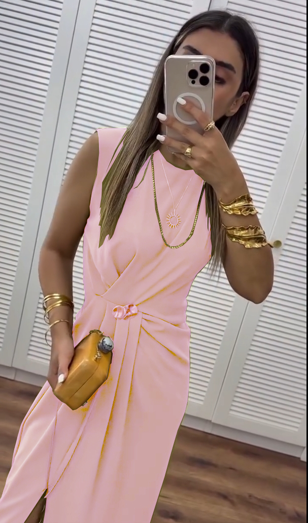 Abito lungo elegante senza maniche