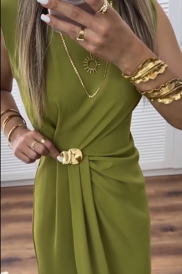 Abito lungo elegante senza maniche