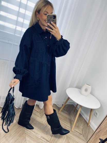 Abitino di jeans donna ampio con collo