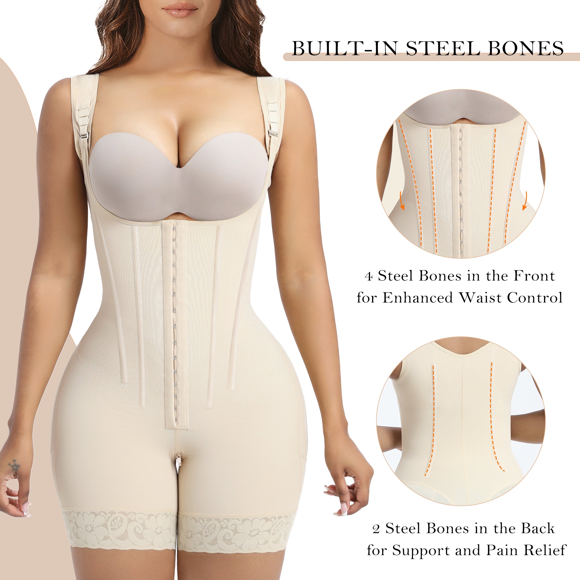  Fajas Colombianas Moldeadoras Shapewear Tummy Control Body Shaper Postpartum Butt Lift Compression Garment with Steel Bones