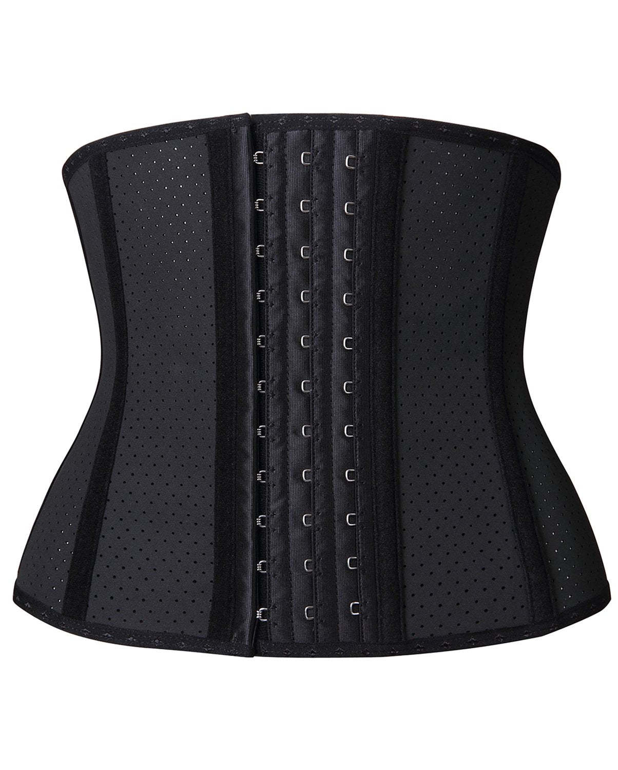  Women Latex Short Torso Waist Trainer 9 Steel Bones 3 Row Hooks