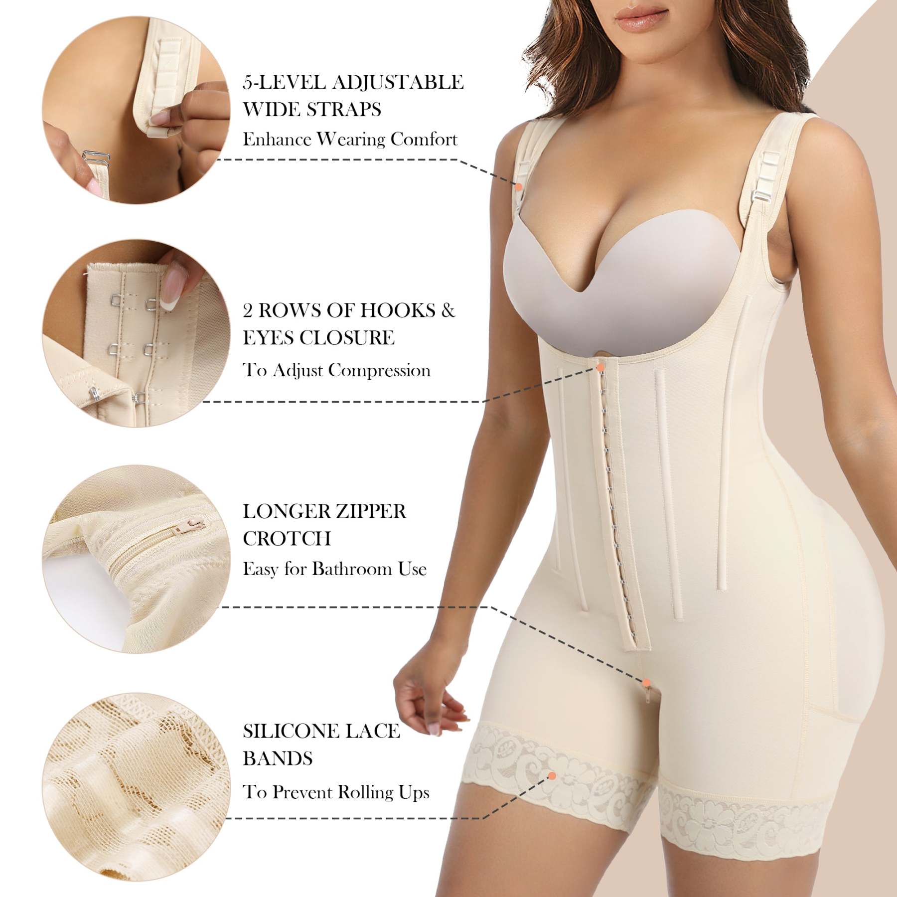  Fajas Colombianas Moldeadoras Shapewear Tummy Control Body Shaper Postpartum Butt Lift Compression Garment with Steel Bones