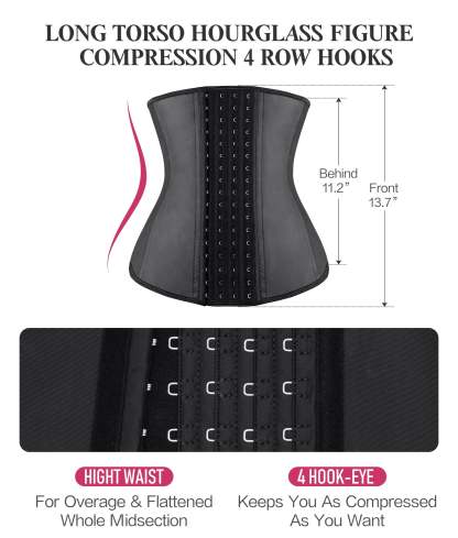  Womens Long Torso Waist Trainer Sports Girdle 4 Row Hooks