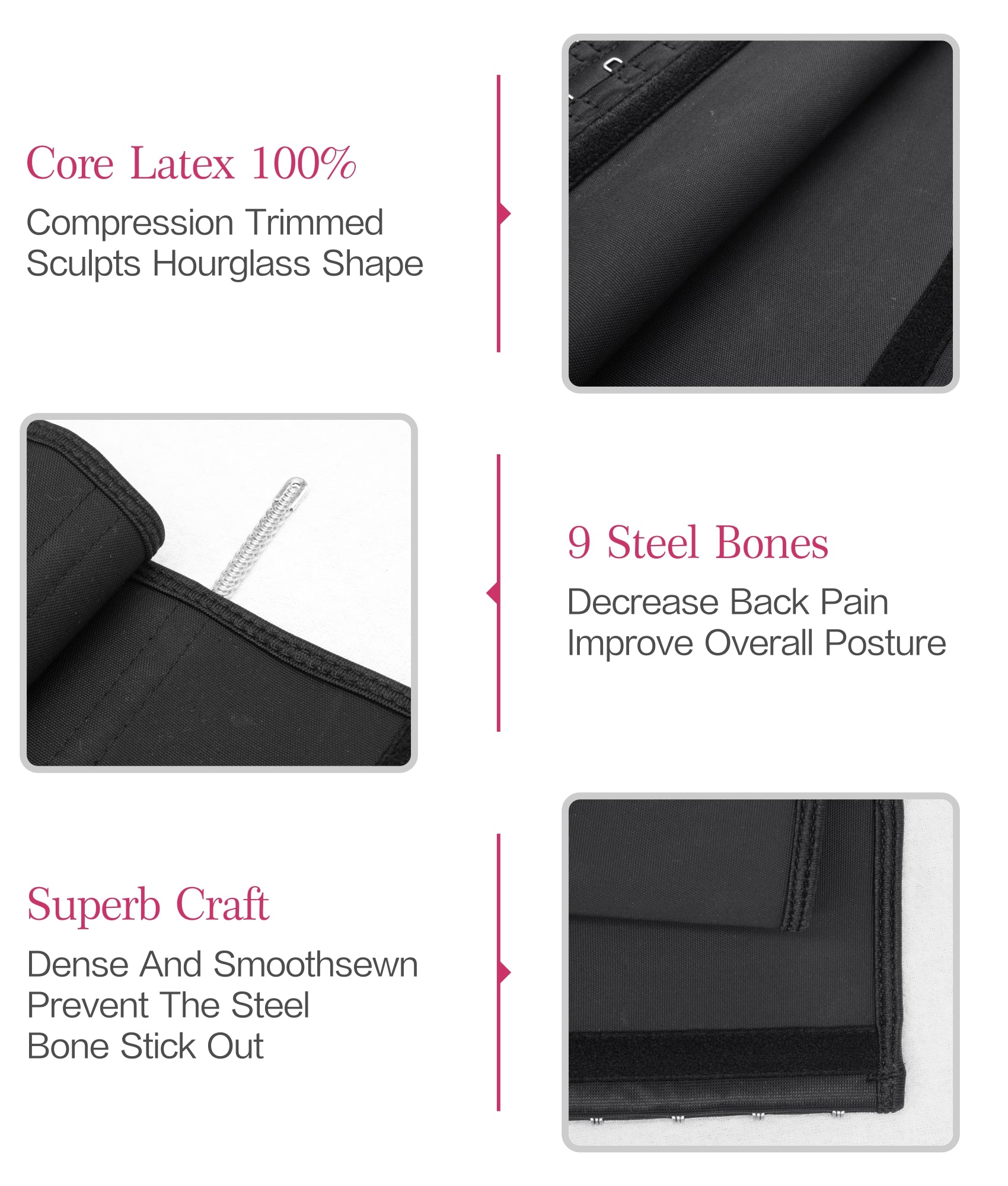  Womens Long Torso Waist Trainer Sports Girdle 4 Row Hooks