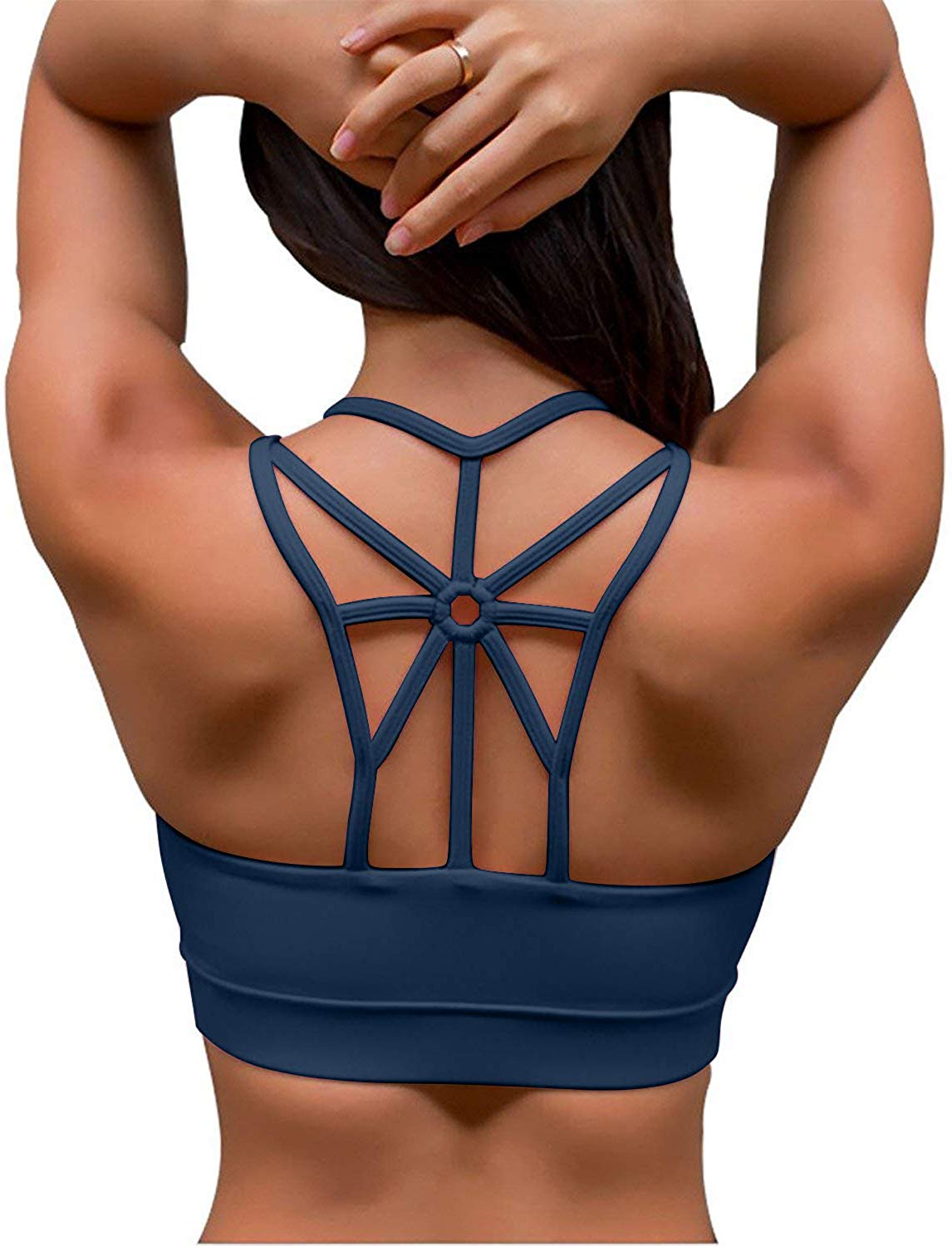  Women's Padded Sports Bra Support Corss Back Wirefree Workout Gym Running Yoga Bras