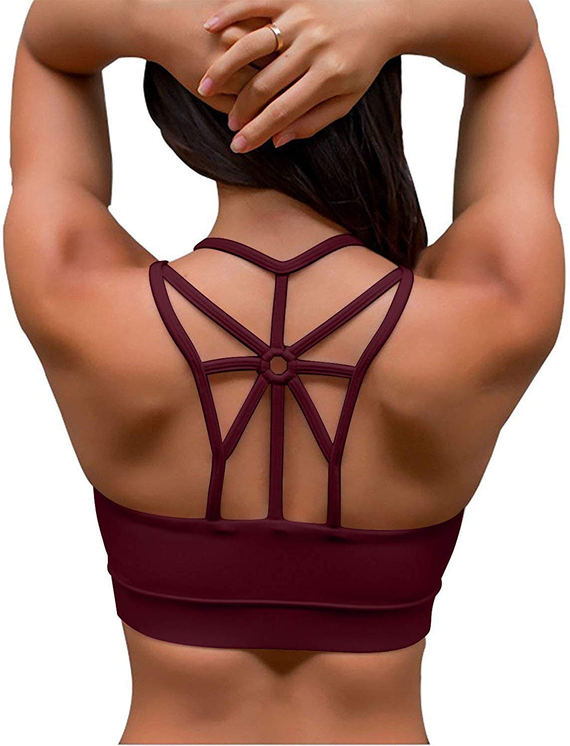 Women's Padded Sports Bra Support Corss Back Wirefree Workout G