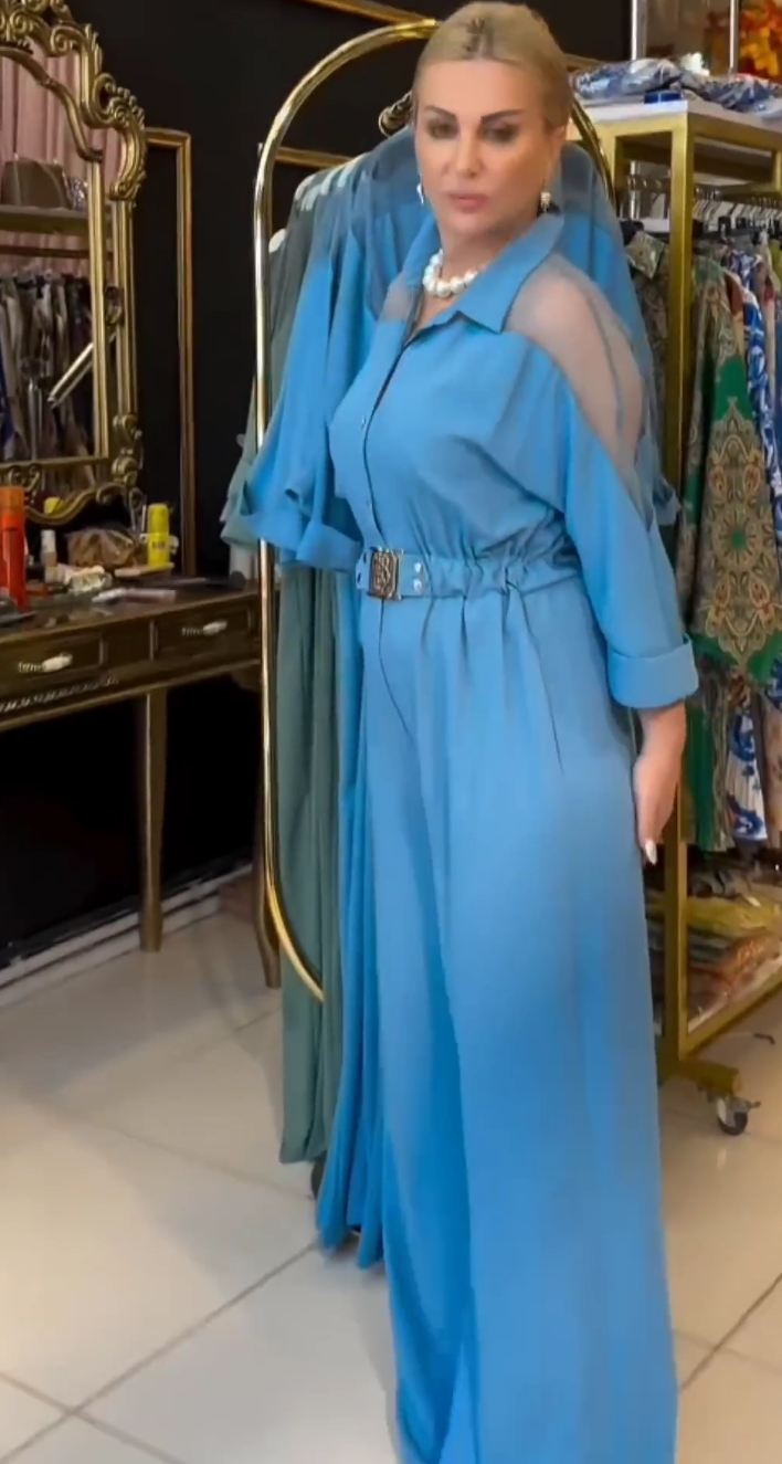 Tuta intera elegante in tessuto voile a maniche lunghe