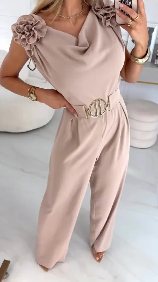 Tuta elegante senza maniche con scollatura a V per donna