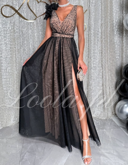 Abito lungo in chiffon scintillante