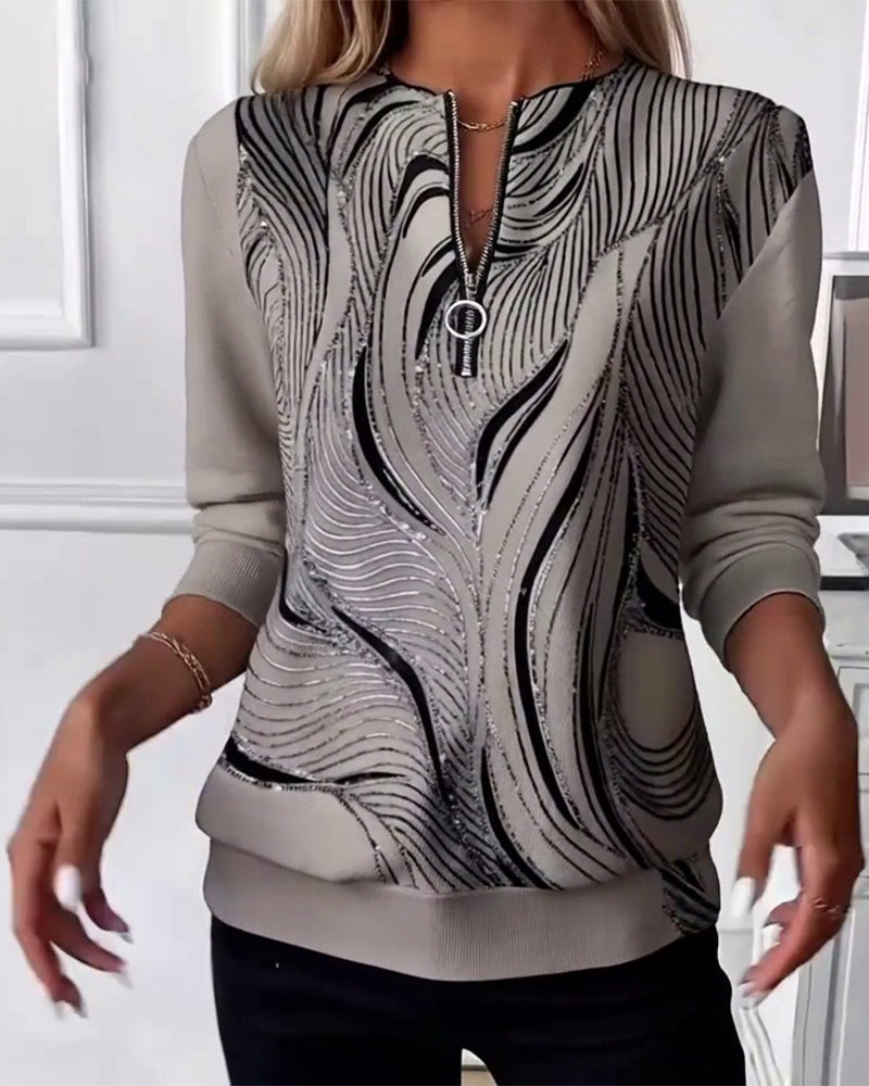 Felpa con cerniera e stampa casual