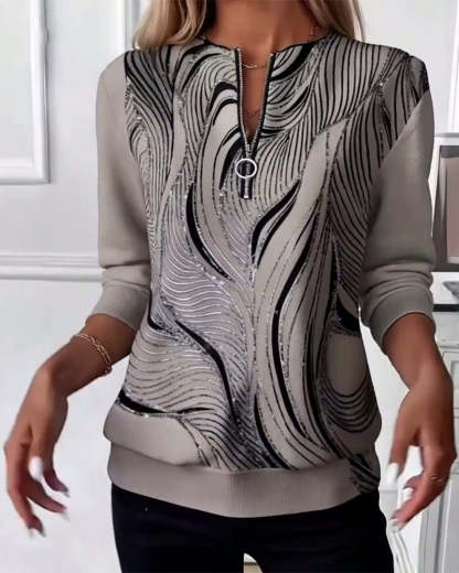 Felpa con cerniera e stampa casual