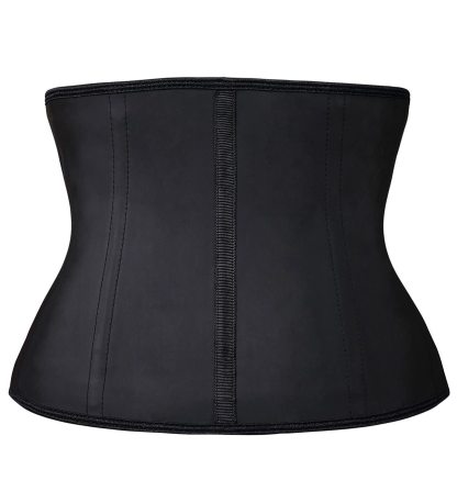  Women Latex Short Torso Waist Trainer 9 Steel Bones 3 Row Hooks