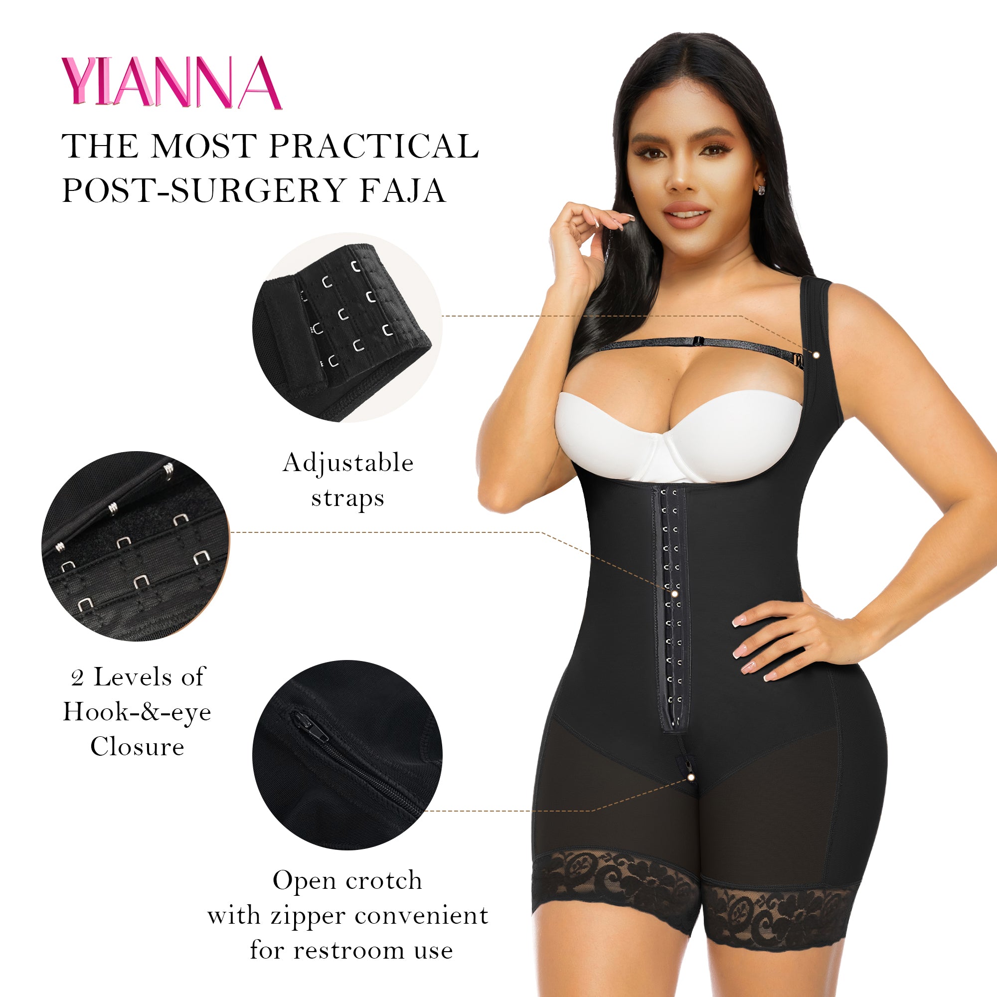  Fajas Colombianas Moldeadoras Shapewear Tummy Control for Women Butt Lifter with Zipper Crotch Faja Body Shaper