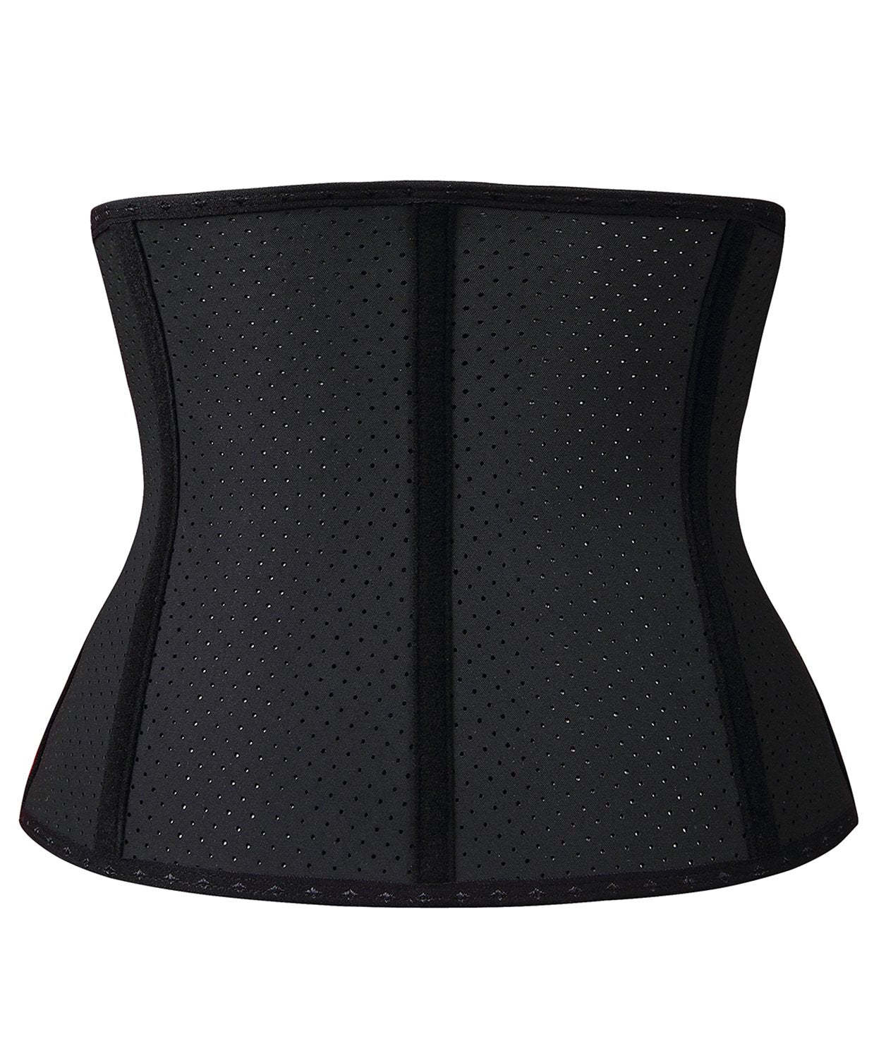  Women Latex Short Torso Waist Trainer 9 Steel Bones 3 Row Hooks