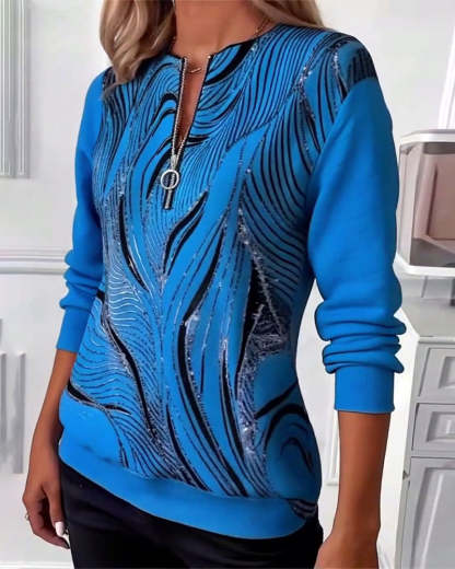 Felpa con cerniera e stampa casual