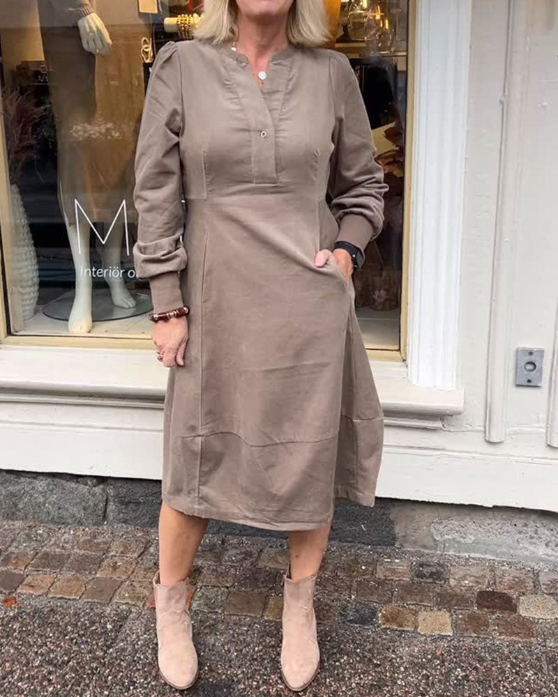 Abitino casual retro a maniche lunghe