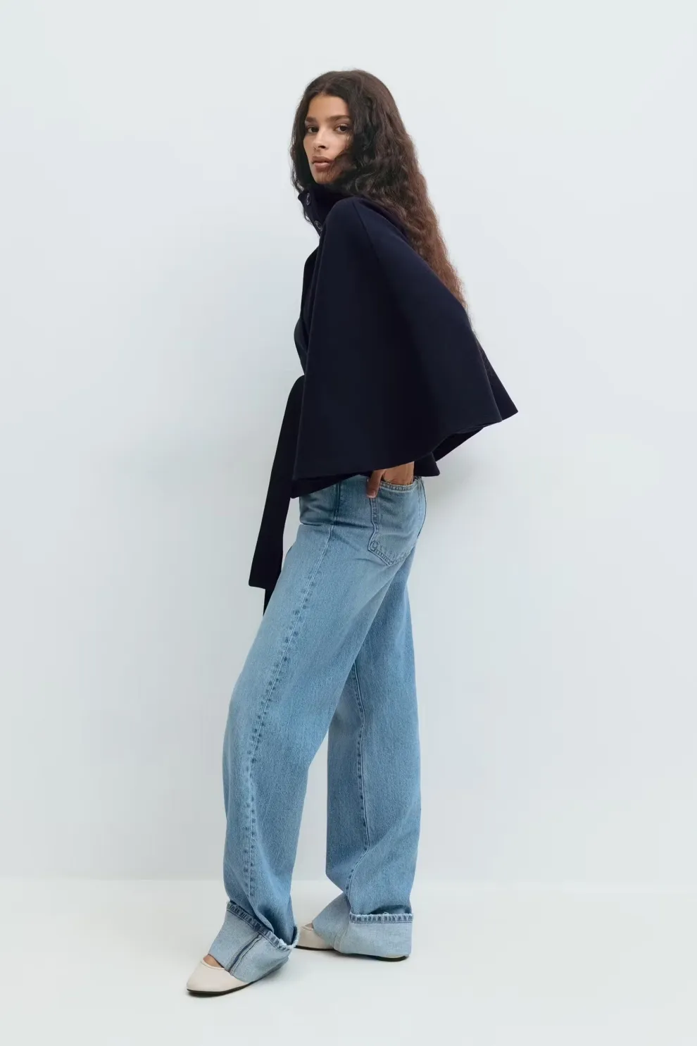 Giacca mantellata con cintura