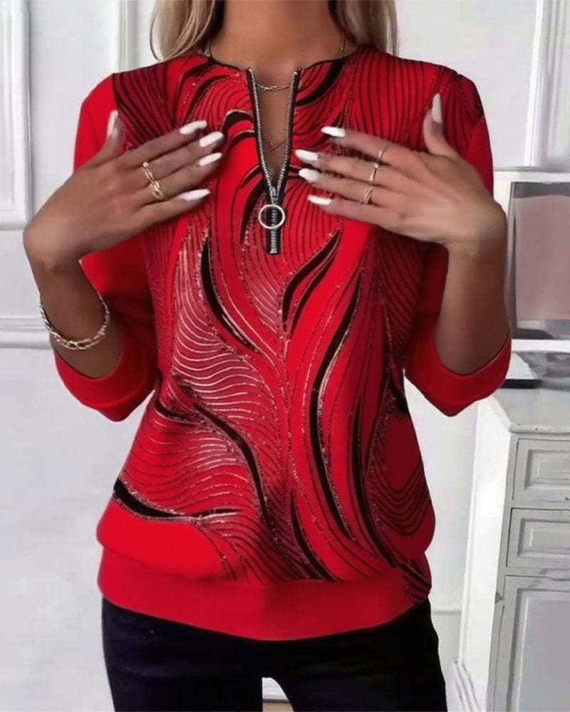 Felpa con cerniera e stampa casual