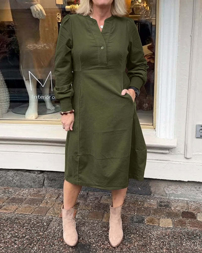 Abitino casual retro a maniche lunghe