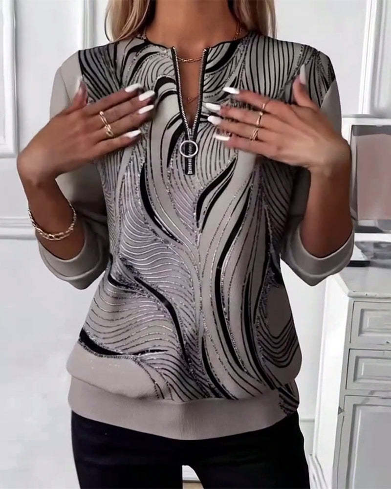 Felpa con cerniera e stampa casual