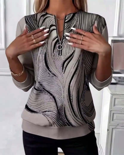 Felpa con cerniera e stampa casual