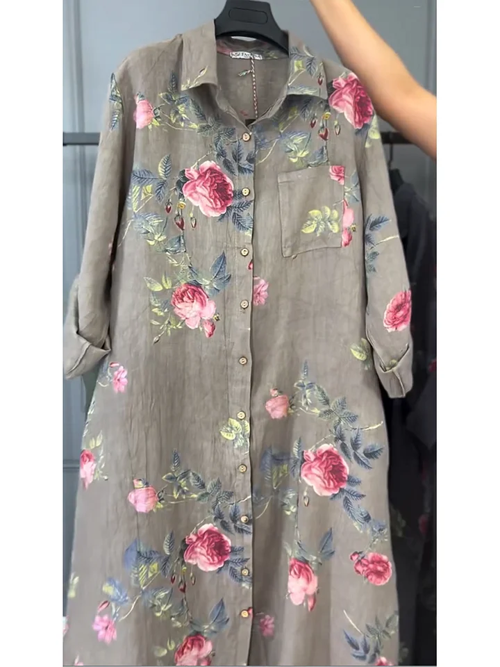 Vestito-camicia floreale da donna