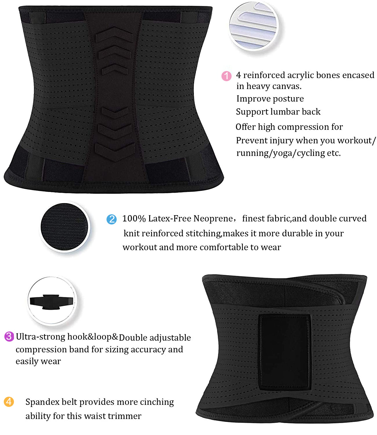  Waist Trainer Belt for Women - Waist Trimmer Weight Loss Ab Belt Sport Workout Back Support Girdle Belt (Updated)