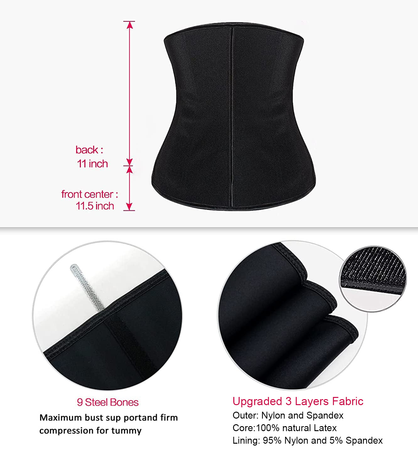  Latex Waist Trainer for Women Underbust Waist Cincher Corset Hourglass Workout Body Shaper Girdle
