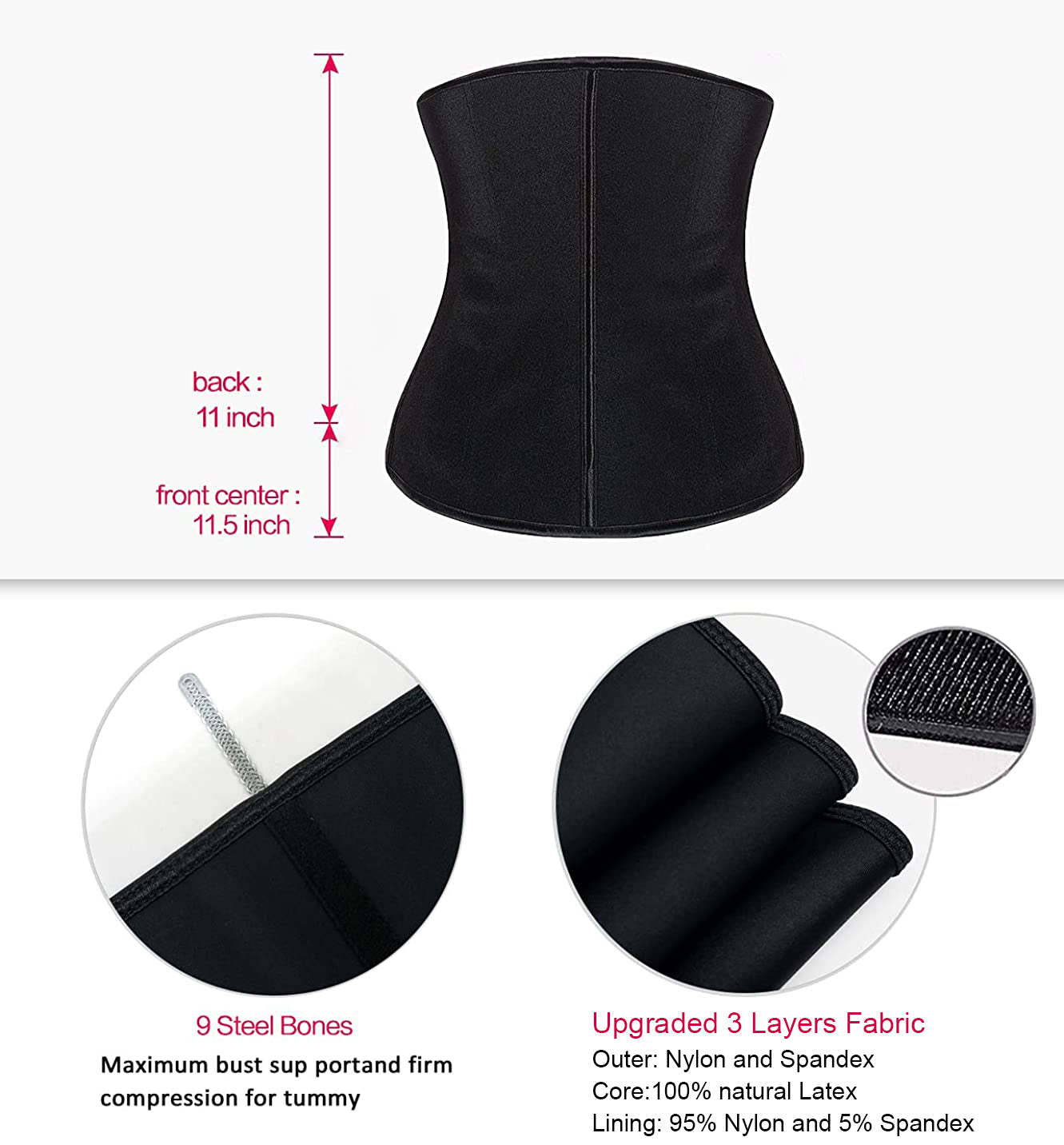  Latex Waist Trainer for Women Underbust Waist Cincher Corset Hourglass Workout Body Shaper Girdle