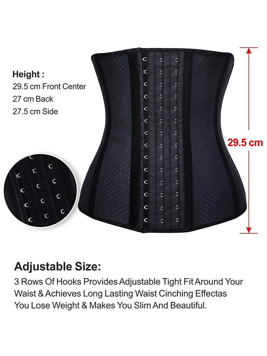 Cintura dimagrante in lattice traspirante da donna con 9 stecche in acciaio e 3 file di ganci