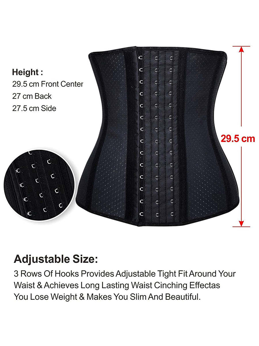 Cintura dimagrante in lattice traspirante da donna con 9 stecche in acciaio e 3 file di ganci