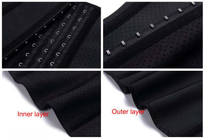  Women Latex Short Torso Waist Trainer 9 Steel Bones 3 Row Hooks