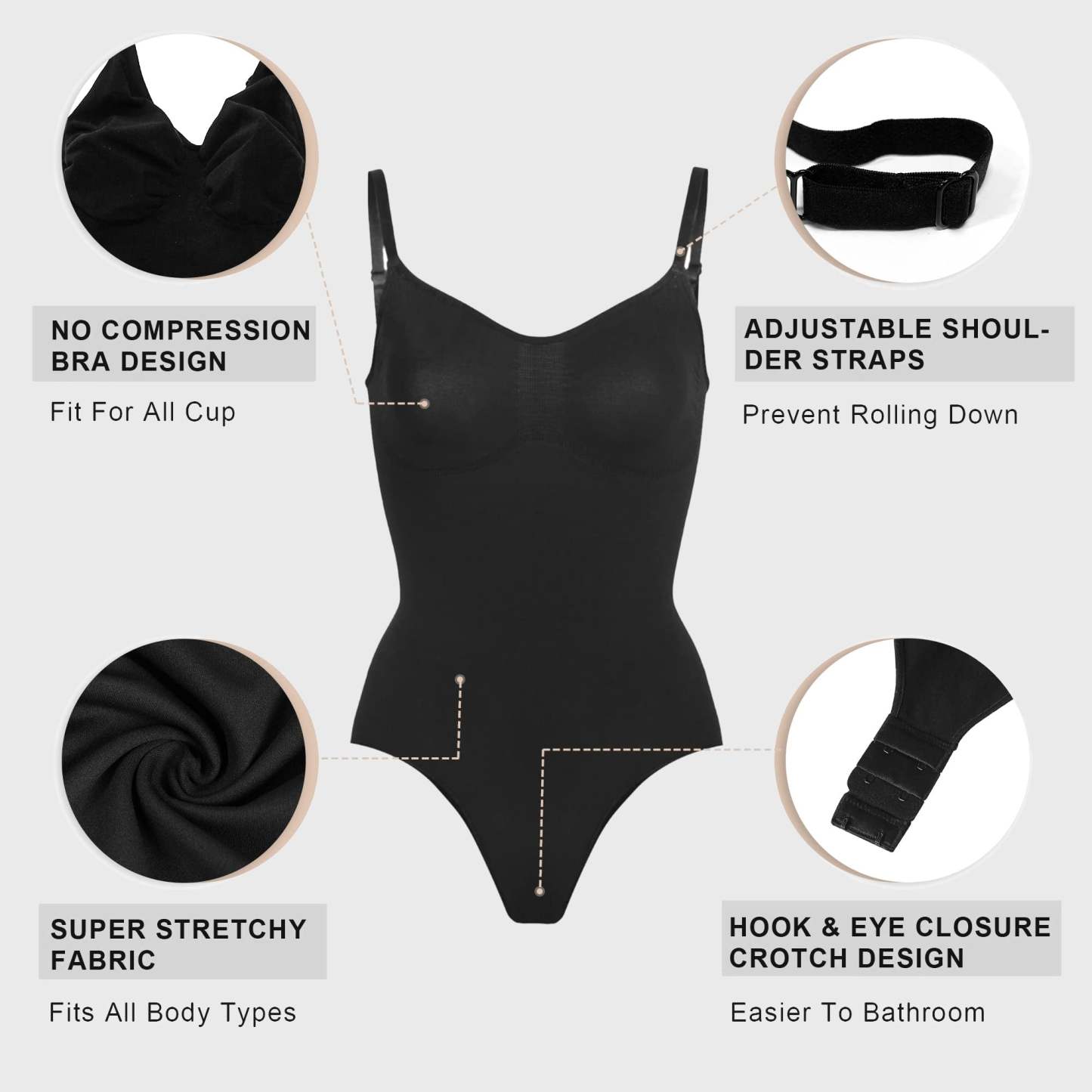  Women Shapewear Tummy Control Bodysuit Seamless Sculpting Snatched Waist Body Suit Thong