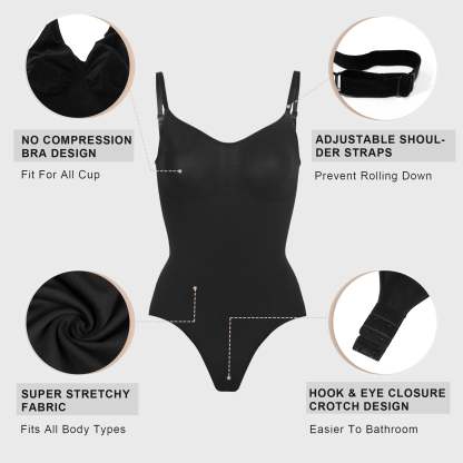  Women Shapewear Tummy Control Bodysuit Seamless Sculpting Snatched Waist Body Suit Thong