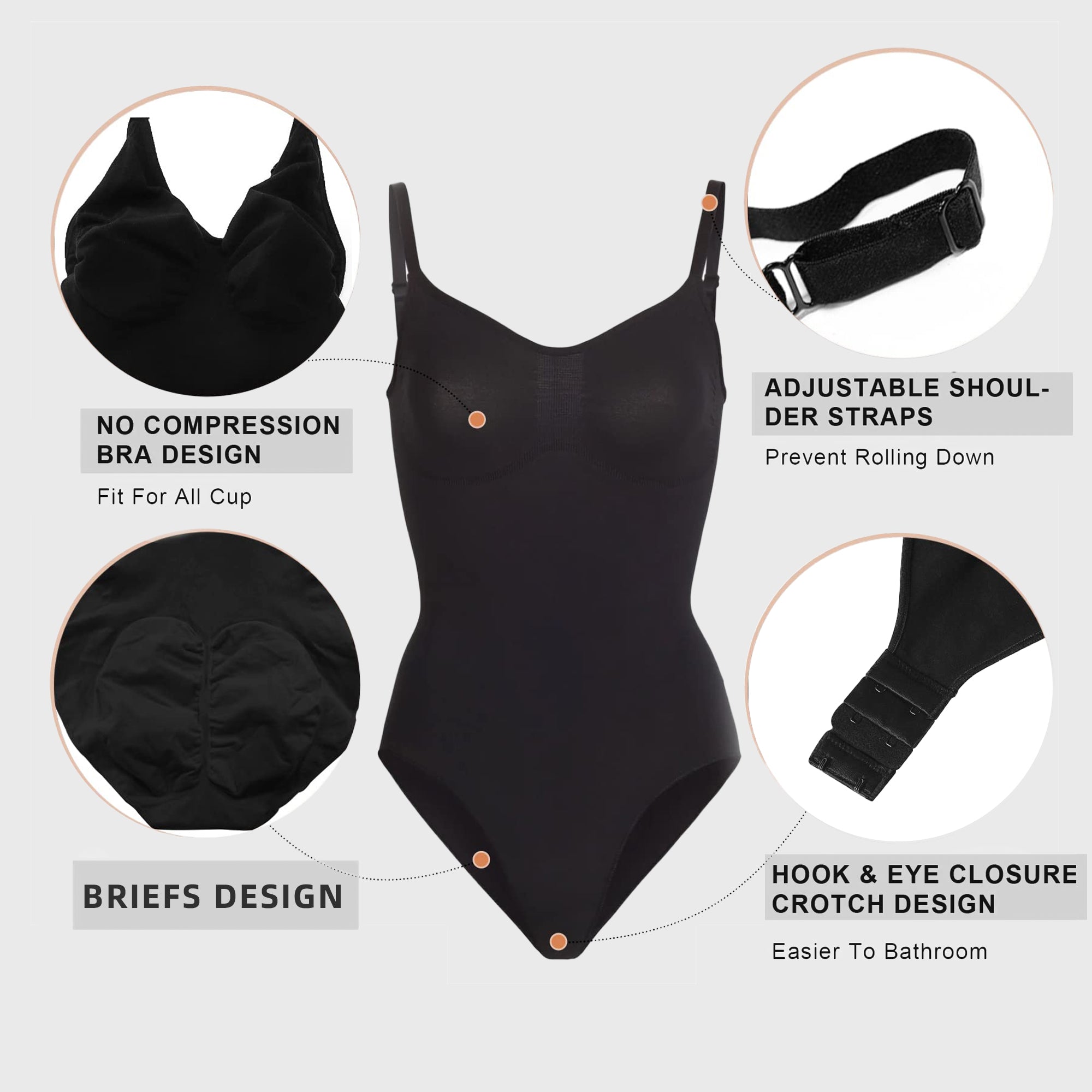  Women Shapewear Tummy Control Bodysuit Seamless Sculpting Snatched Waist Body Suit Brief