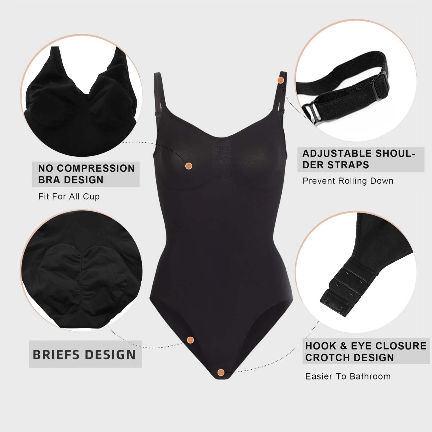  Women Shapewear Tummy Control Bodysuit Seamless Sculpting Snatched Waist Body Suit Brief