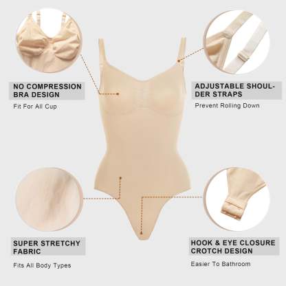  Women Shapewear Tummy Control Bodysuit Seamless Sculpting Snatched Waist Body Suit Thong