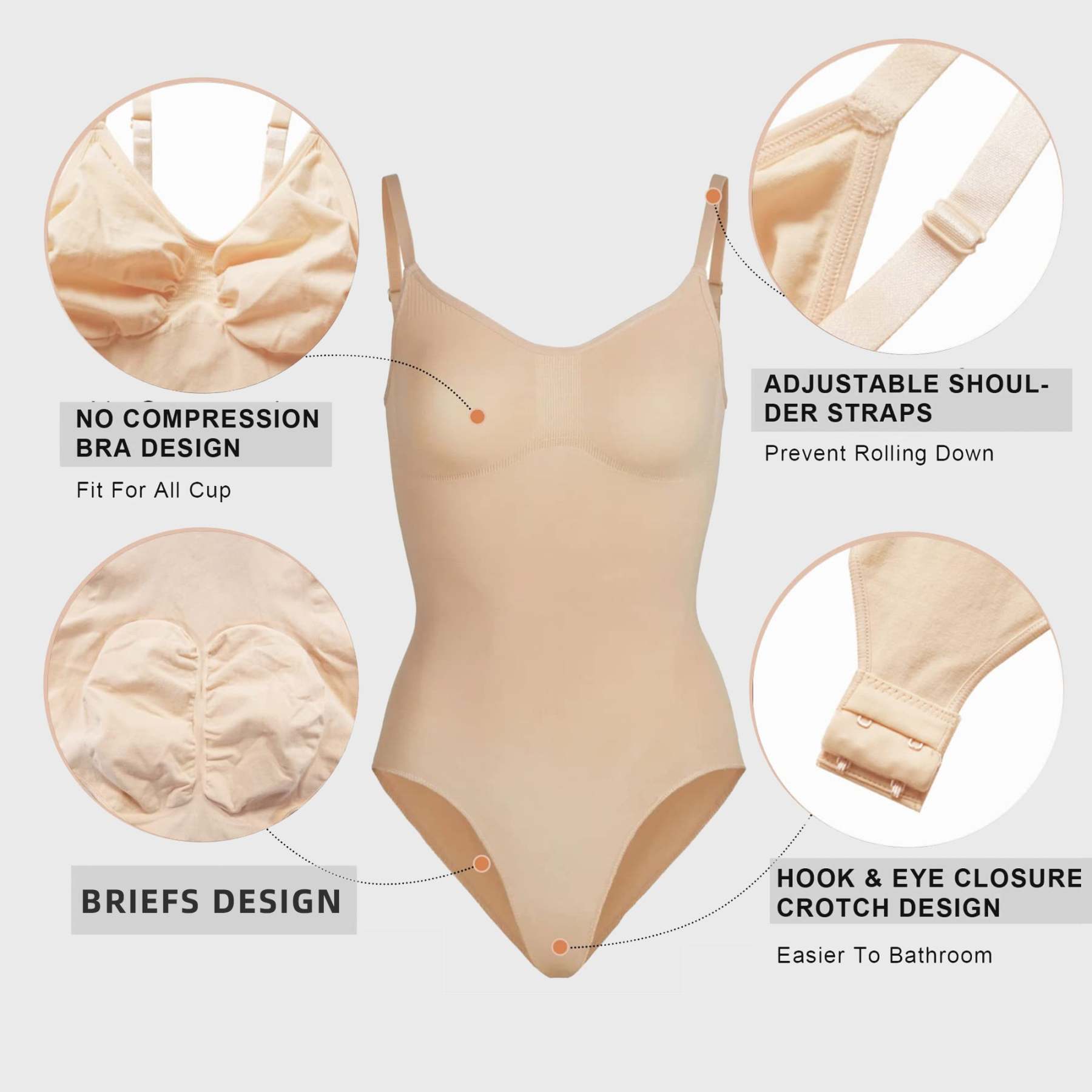  Women Shapewear Tummy Control Bodysuit Seamless Sculpting Snatched Waist Body Suit Brief
