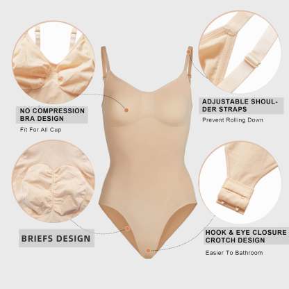  Women Shapewear Tummy Control Bodysuit Seamless Sculpting Snatched Waist Body Suit Brief
