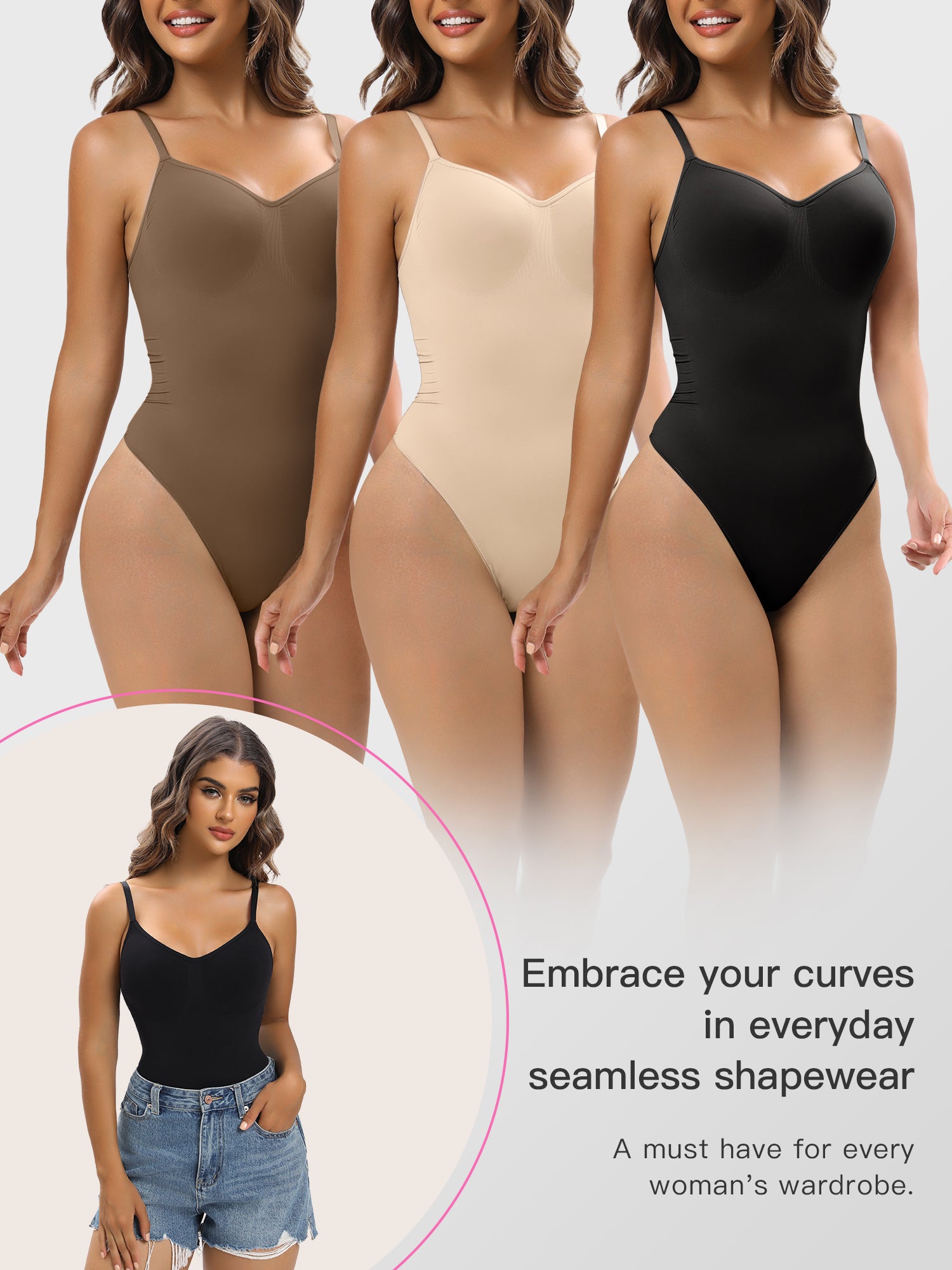  Women Shapewear Tummy Control Bodysuit Seamless Sculpting Snatched Waist Body Suit Thong