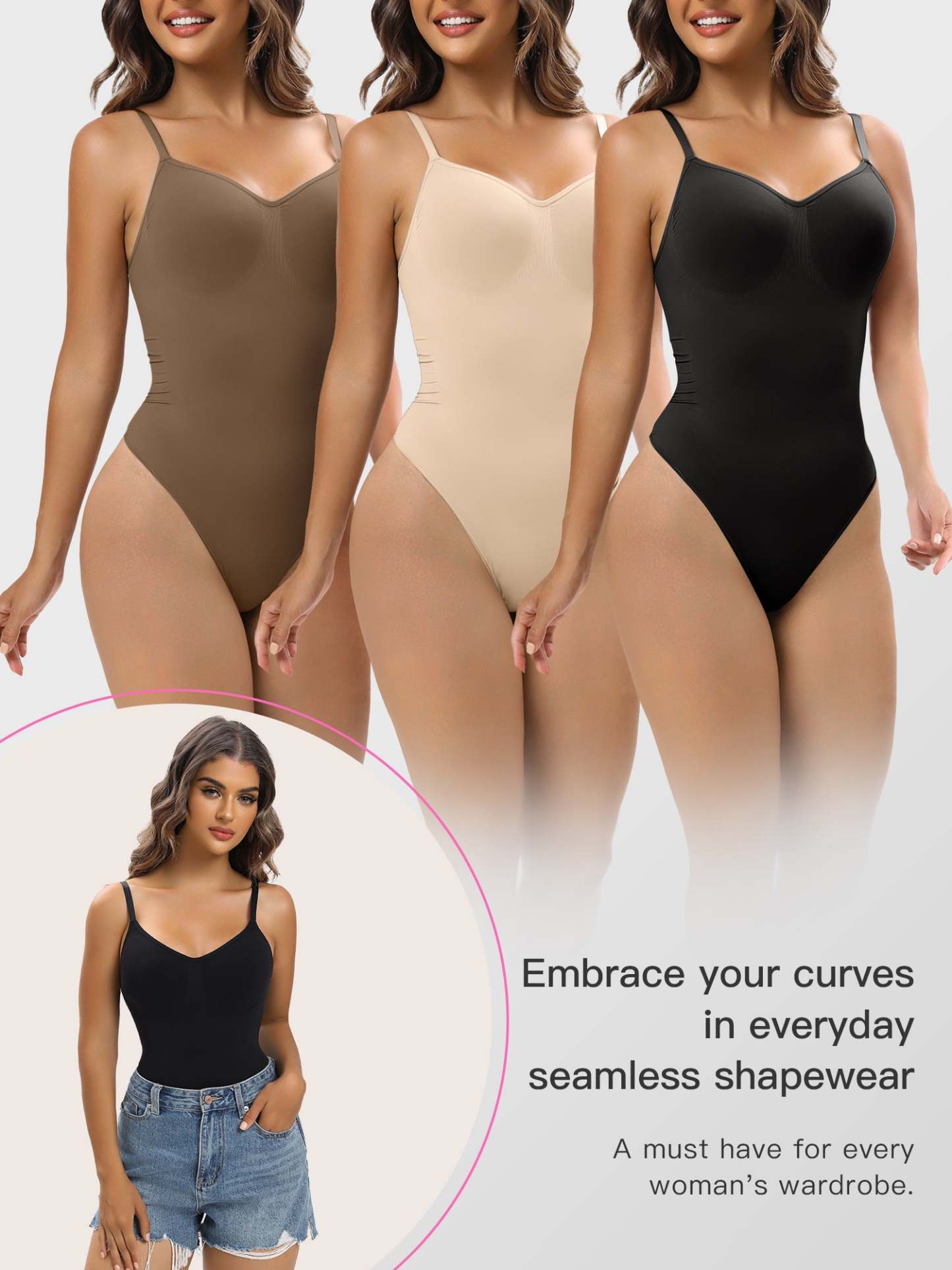  Women Shapewear Tummy Control Bodysuit Seamless Sculpting Snatched Waist Body Suit Thong